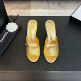 T-STRAP PEARL HEEL 85 MM SANDALS IN GOLD LAMBSKIN MULE